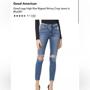 Good American Blue Ripped Skinny Jeans